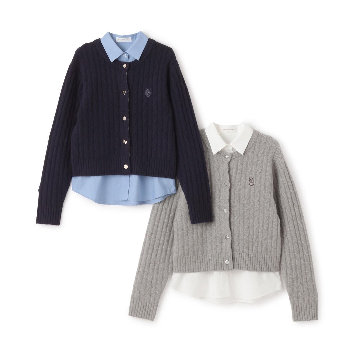 多扣開衫+襯衫套裝