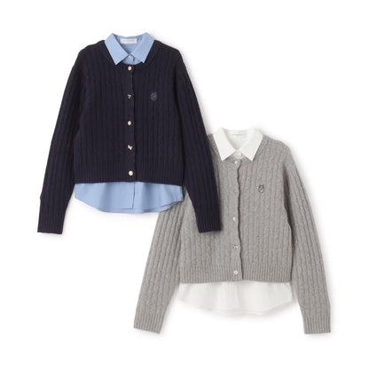 多扣開衫+襯衫套裝