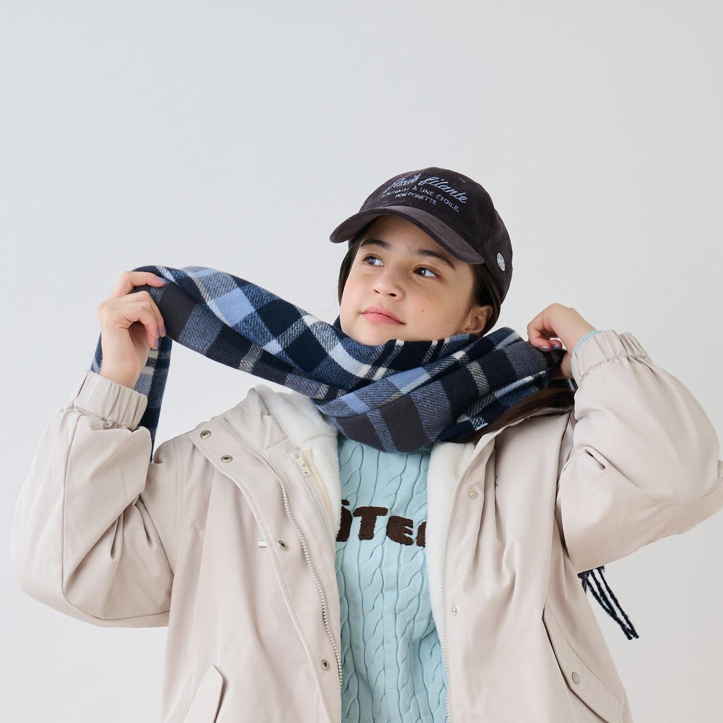 【防靜電】羊絨觸感格紋圍巾