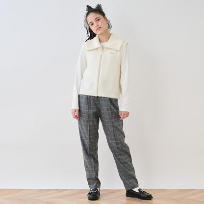 【130cm可選】拉鍊針織馬甲×長袖T恤套裝