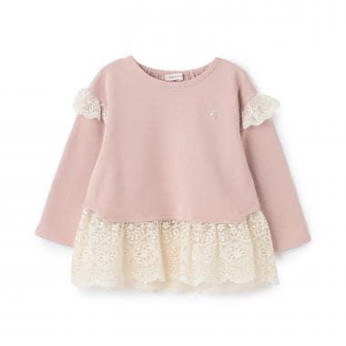 下襬網紗蕾絲長款上衣