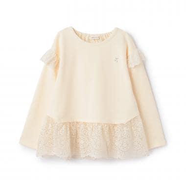 下襬網紗蕾絲長款上衣