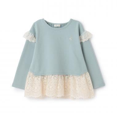 下襬網紗蕾絲長款上衣