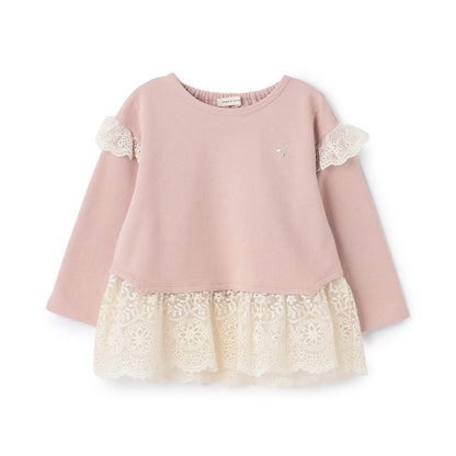 下襬網紗蕾絲長款上衣