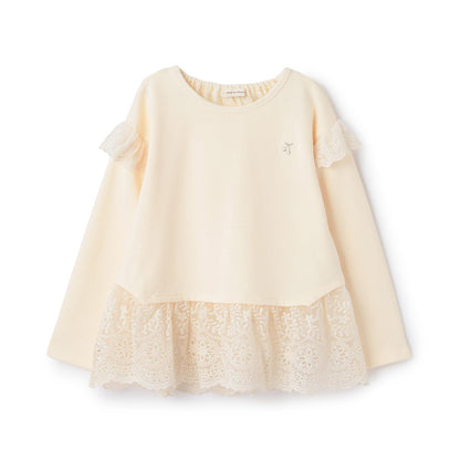 下襬網紗蕾絲長款上衣