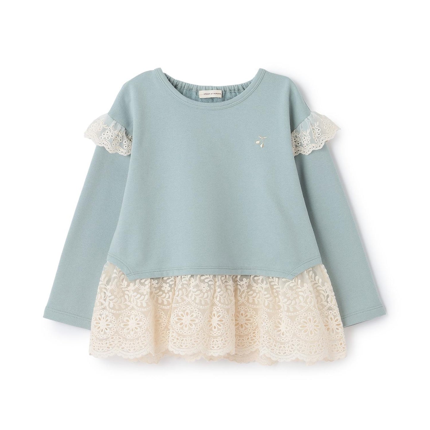 下襬網紗蕾絲長款上衣