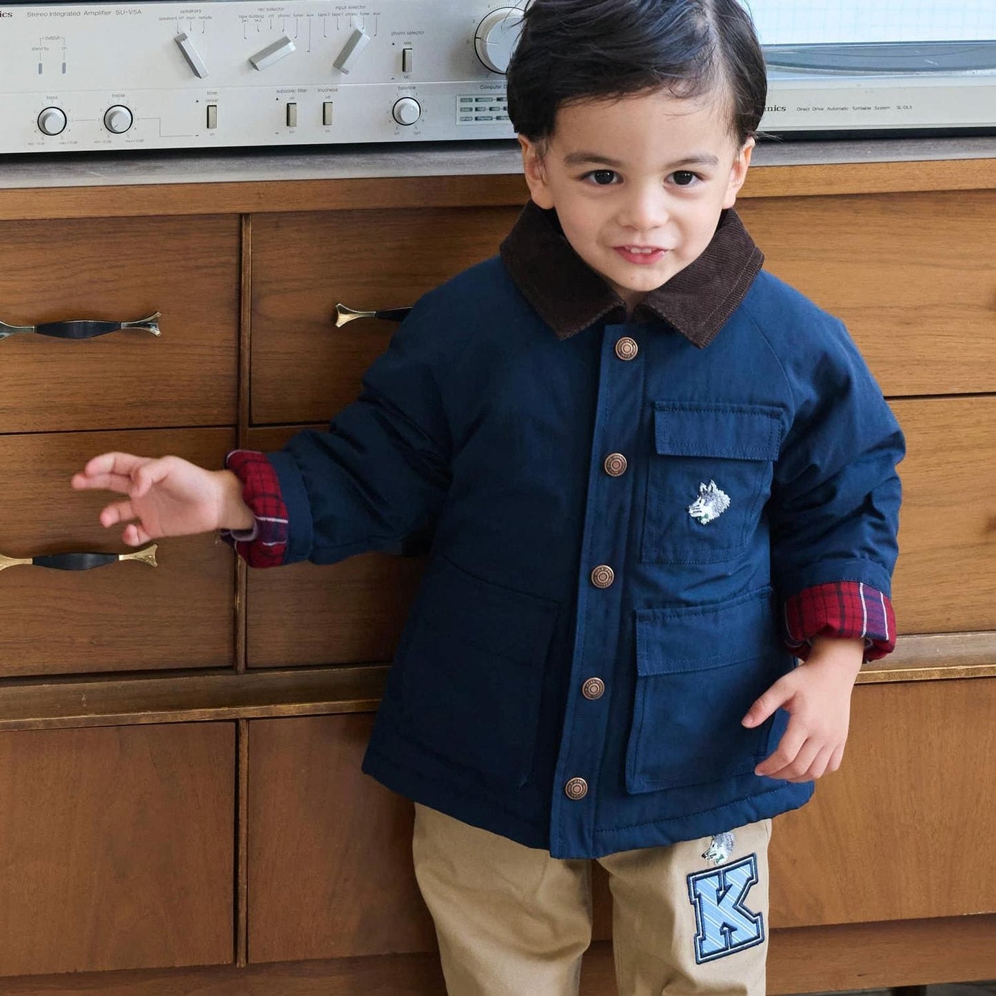 狼刺繡狩獵夾克