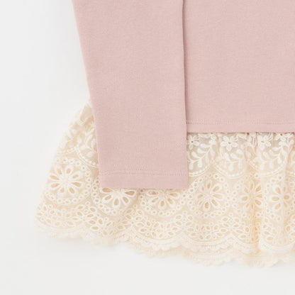 下襬網紗蕾絲長款上衣