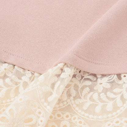 下襬網紗蕾絲長款上衣