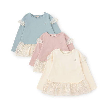 下襬網紗蕾絲長款上衣