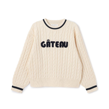 【130cm可選】繡花標誌麻花針織衫