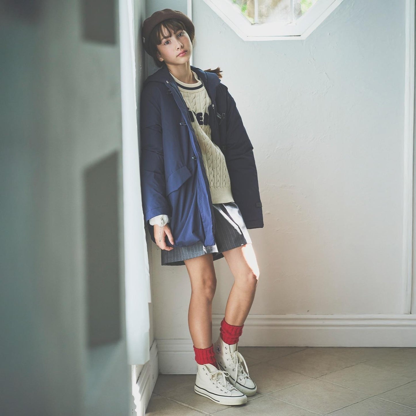 【130cm可選】繡花標誌麻花針織衫