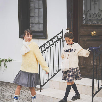 【130cm可選】繡花標誌麻花針織衫