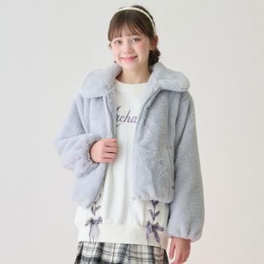 蓬鬆仿皮草飛行夾克