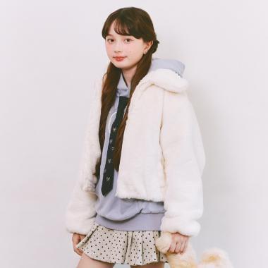 蓬鬆仿皮草飛行夾克