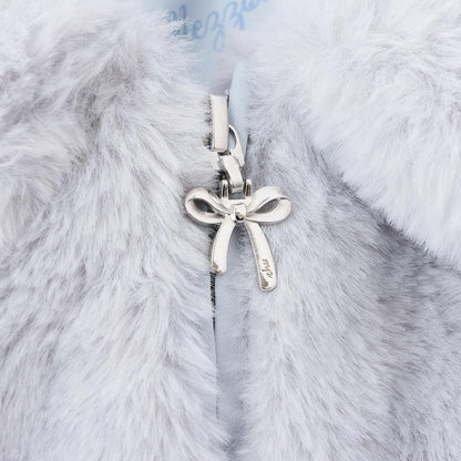 蓬鬆仿皮草飛行夾克