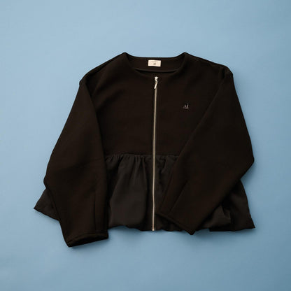 【AMI】厚棉氣球袖拉鍊開衫