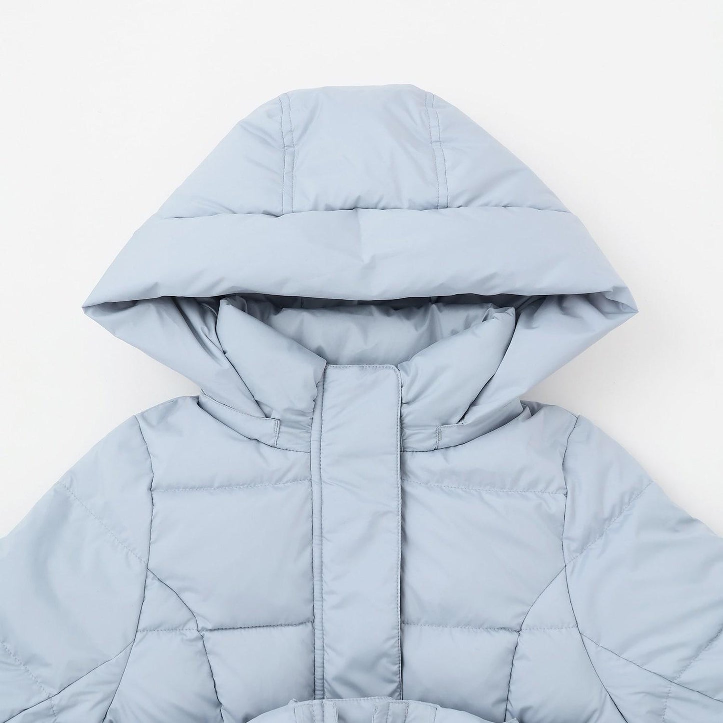 【防潑水】附蝴蝶結腰帶修身長款羽絨服