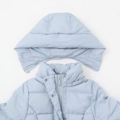 【防潑水】附蝴蝶結腰帶修身長款羽絨服