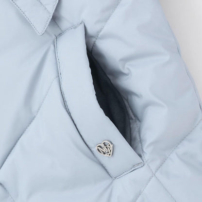 【防潑水】附蝴蝶結腰帶修身長款羽絨服