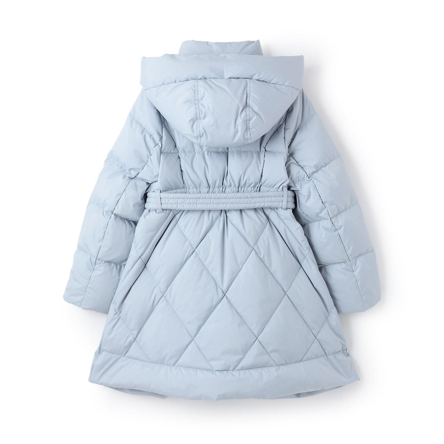 【防潑水】附蝴蝶結腰帶修身長款羽絨服