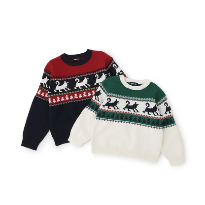 狼圖案針織套頭衫