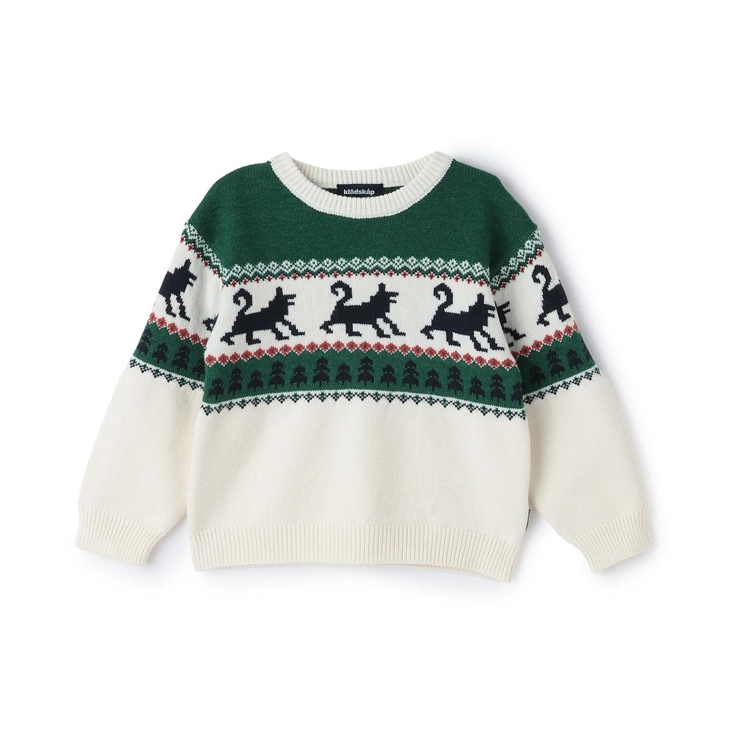 狼圖案針織套頭衫