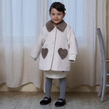 毛絨領心形口袋大衣