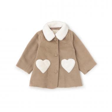 毛絨領心形口袋大衣