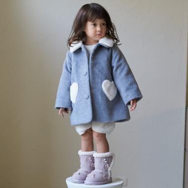 毛絨領心形口袋大衣