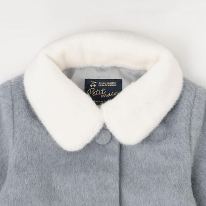 毛絨領心形口袋大衣