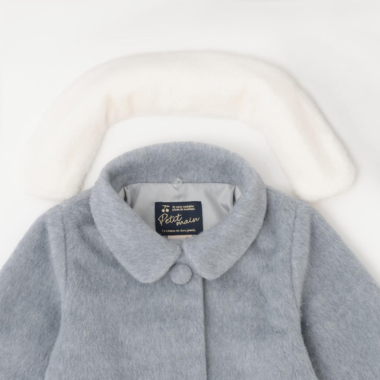 毛絨領心形口袋大衣