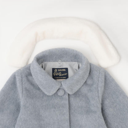 毛絨領心形口袋大衣