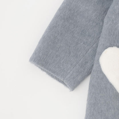 毛絨領心形口袋大衣