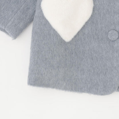 毛絨領心形口袋大衣