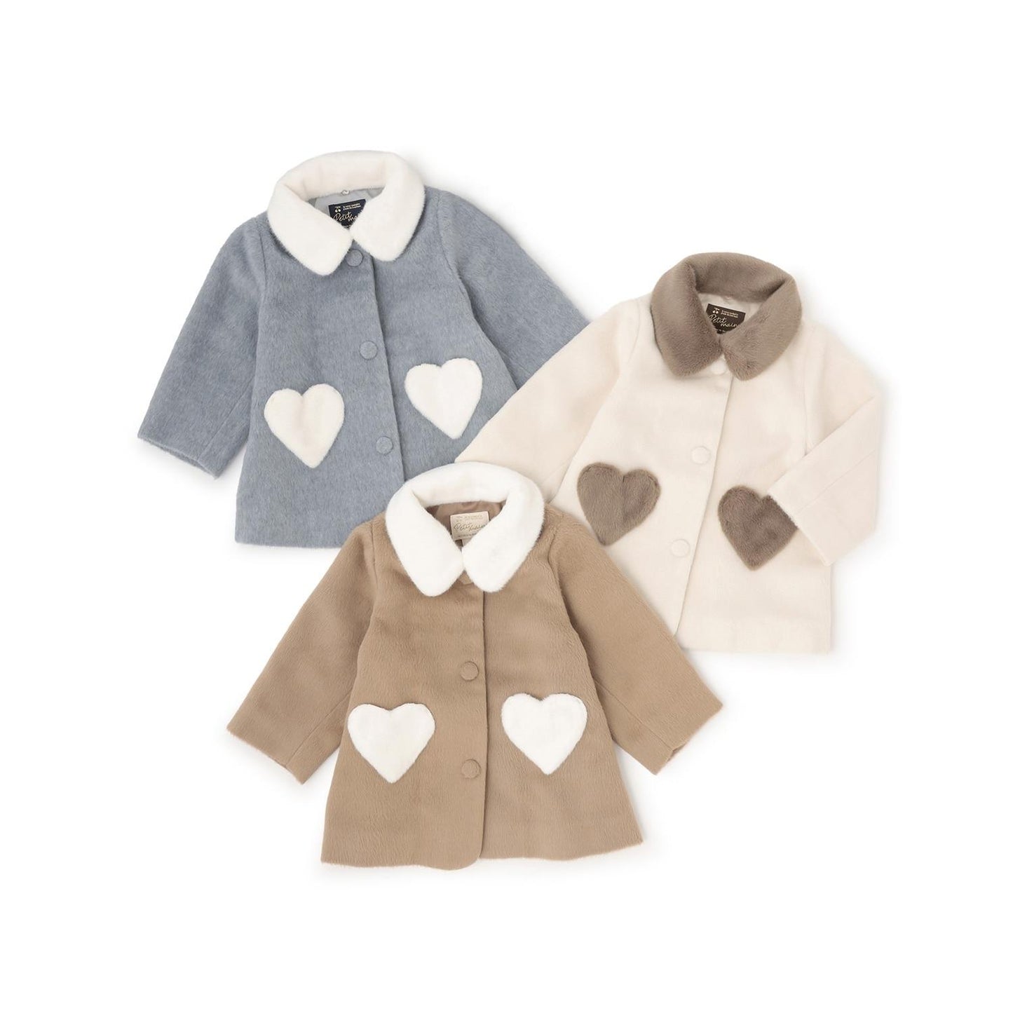 毛絨領心形口袋大衣