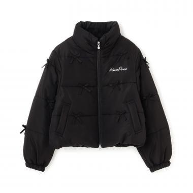 【防潑水・蓄熱】迷你蝴蝶結泡泡袖短款夾克