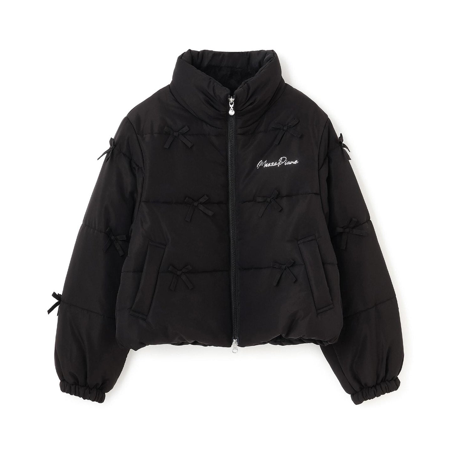 【防潑水・蓄熱】迷你蝴蝶結泡泡袖短款夾克