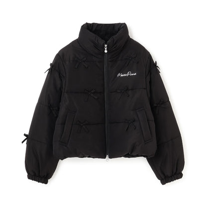 【防潑水・蓄熱】迷你蝴蝶結泡泡袖短款夾克