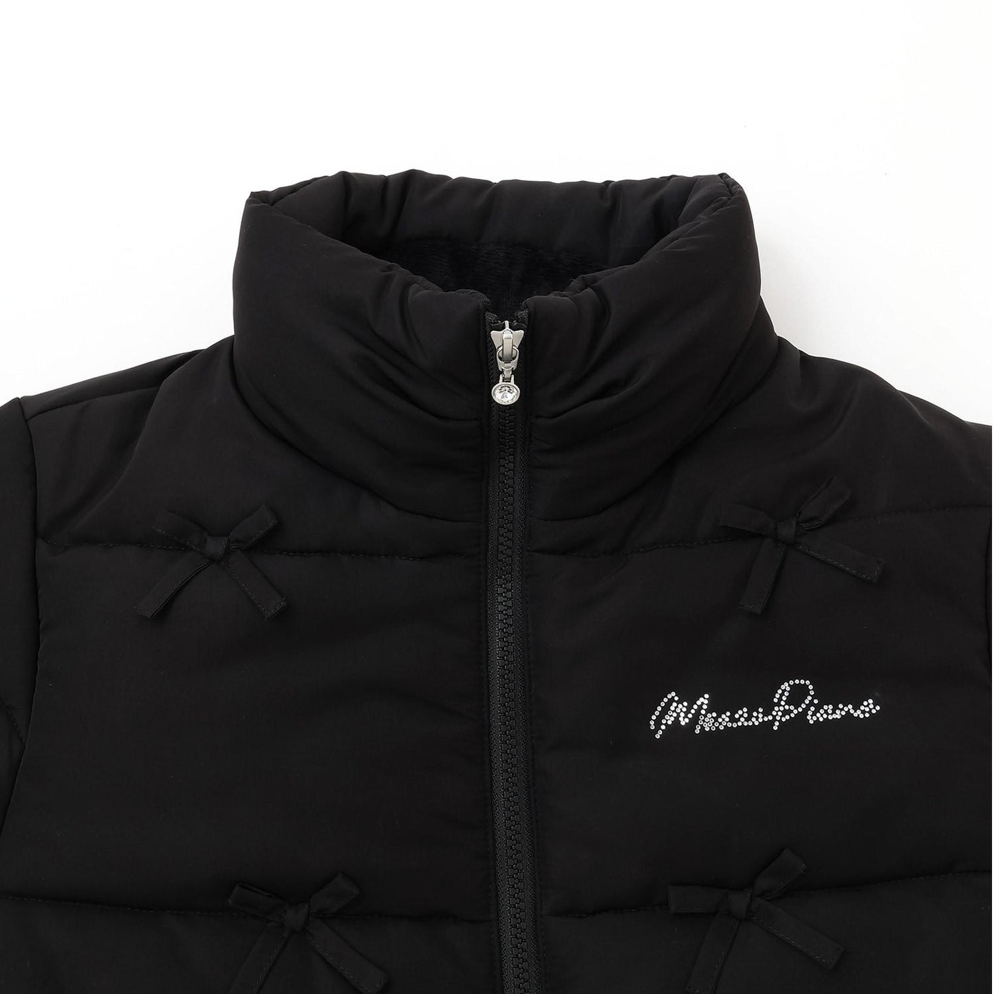 【防潑水・蓄熱】迷你蝴蝶結泡泡袖短款夾克