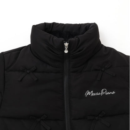 【防潑水・蓄熱】迷你蝴蝶結泡泡袖短款夾克