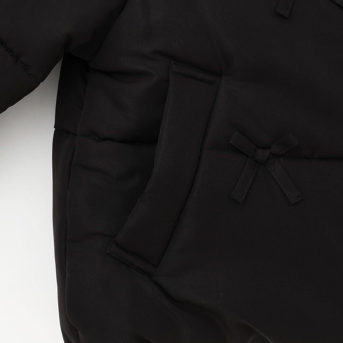 【防潑水・蓄熱】迷你蝴蝶結泡泡袖短款夾克