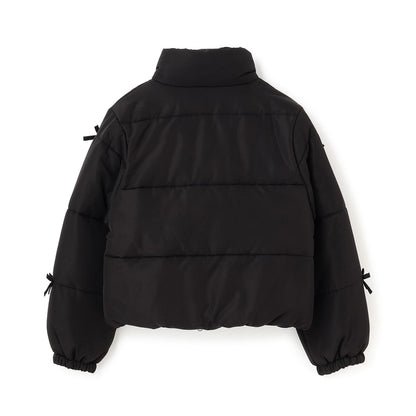 【防潑水・蓄熱】迷你蝴蝶結泡泡袖短款夾克