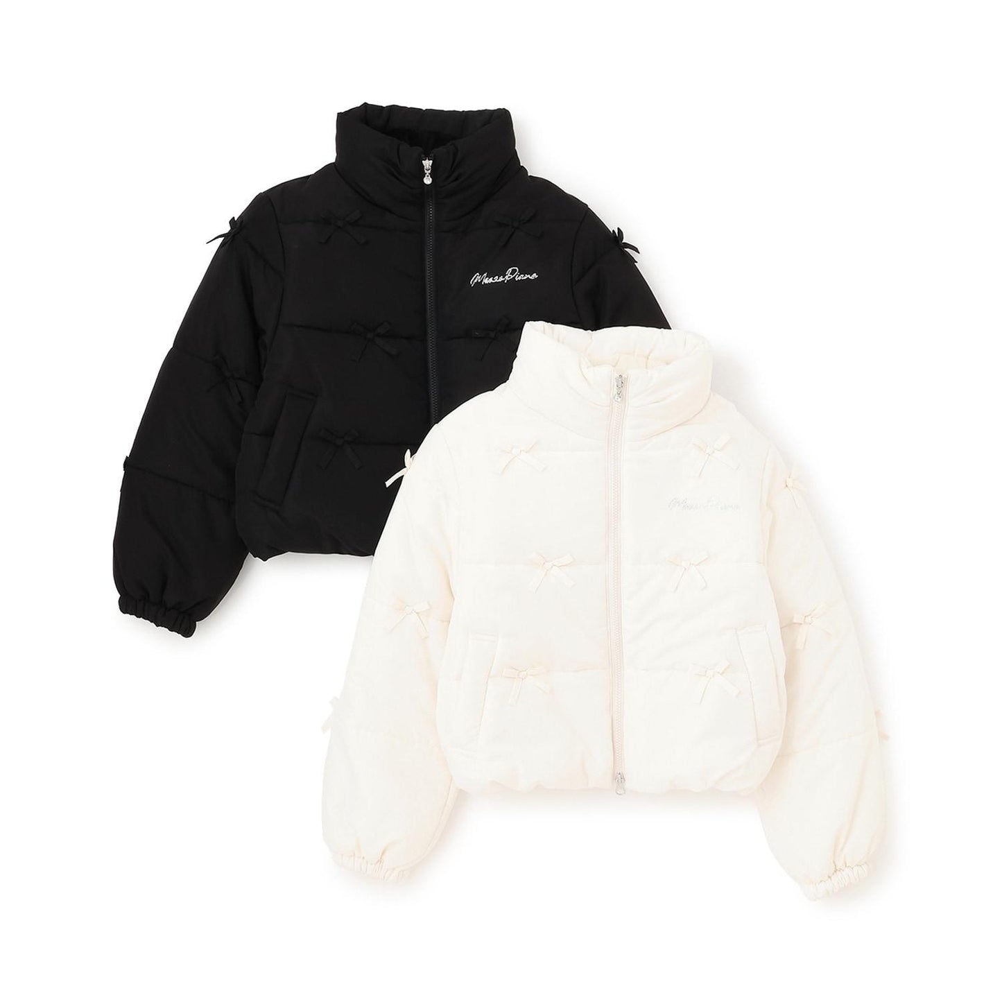 【防潑水・蓄熱】迷你蝴蝶結泡泡袖短款夾克