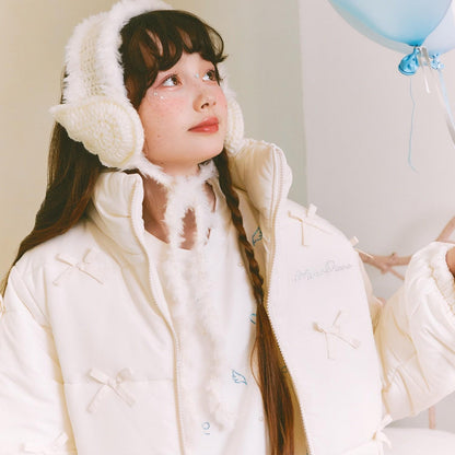 【防潑水・蓄熱】迷你蝴蝶結泡泡袖短款夾克