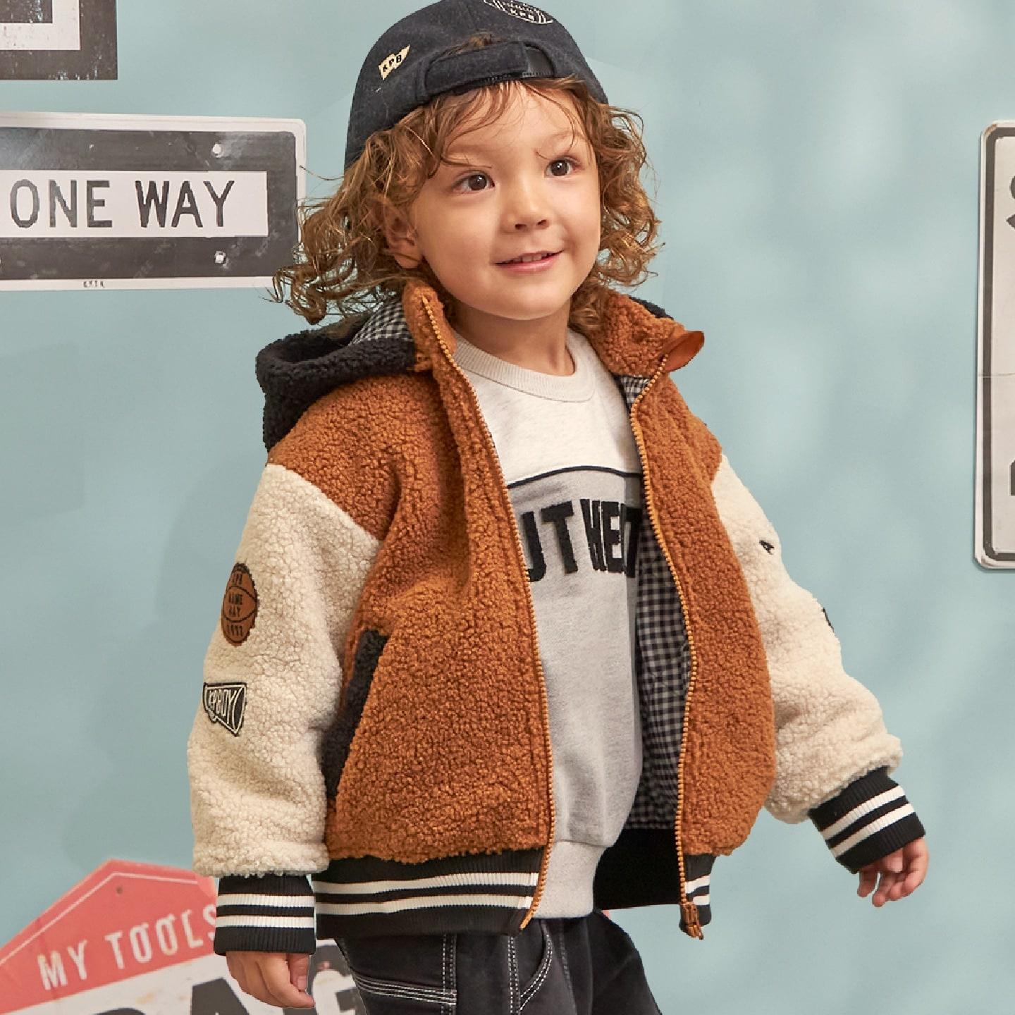 連帽拼色羊羔絨夾克