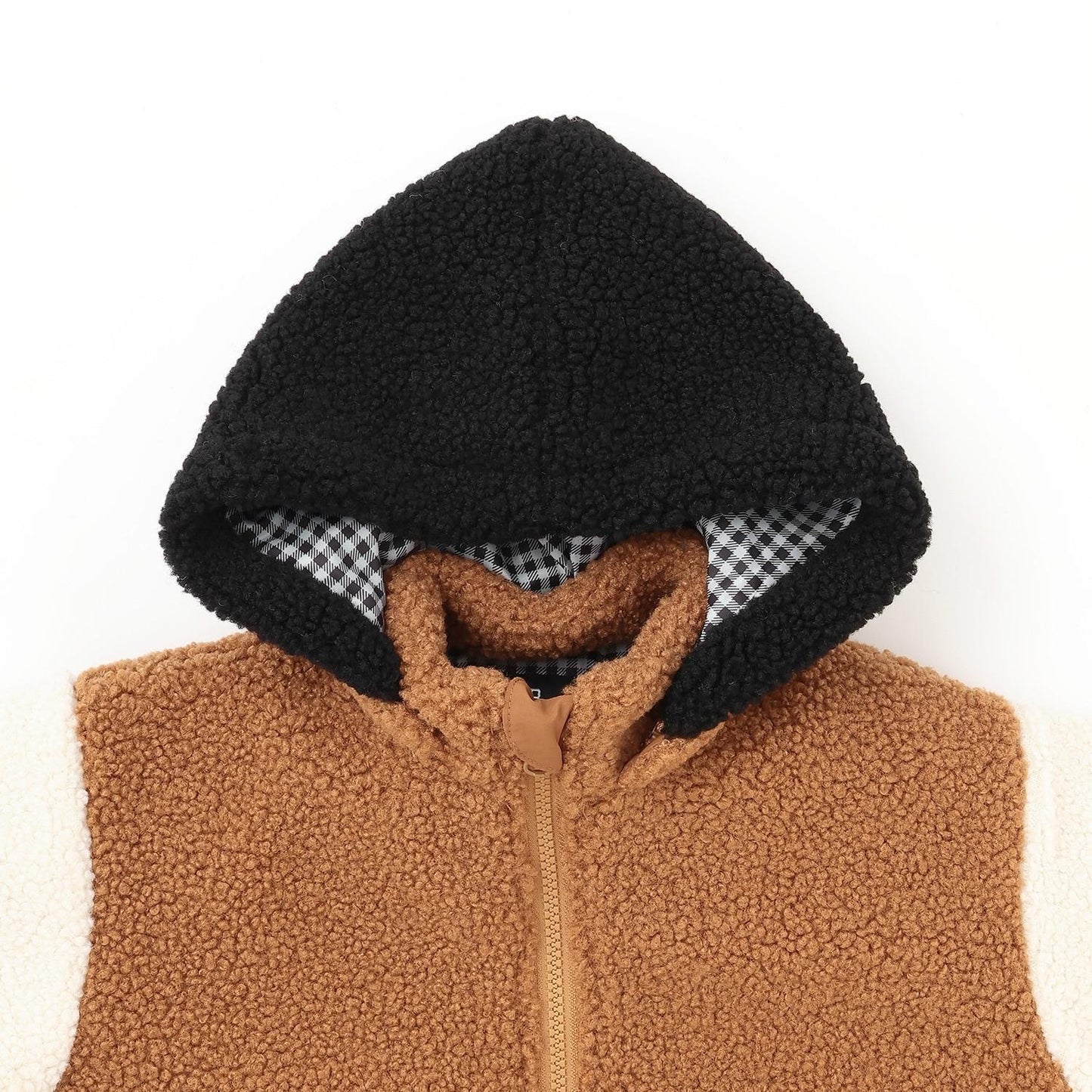 連帽拼色羊羔絨夾克