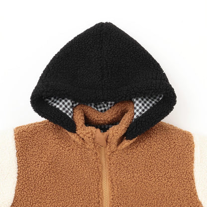連帽拼色羊羔絨夾克