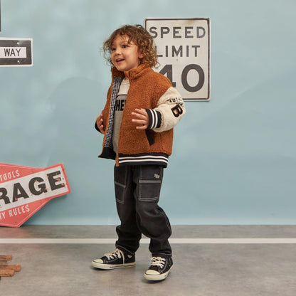 連帽拼色羊羔絨夾克