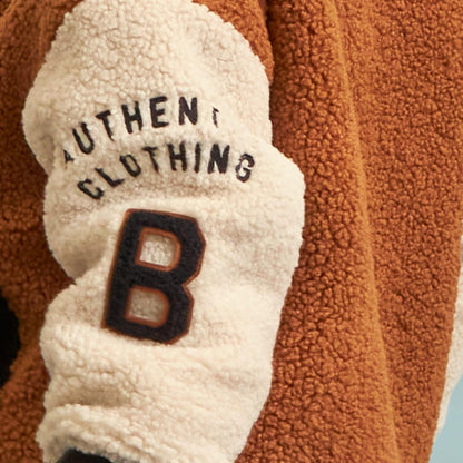 連帽拼色羊羔絨夾克